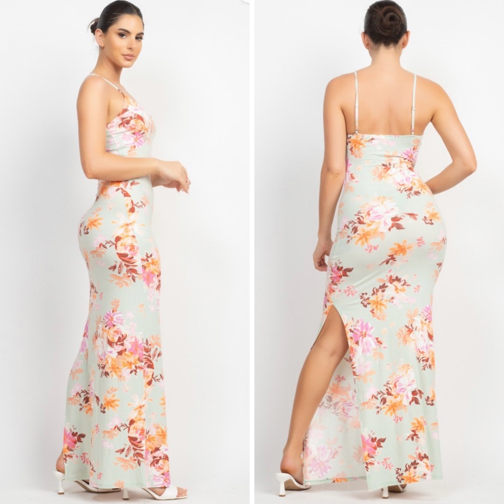 Sage floral print maxi dress - Picture 4 of 7